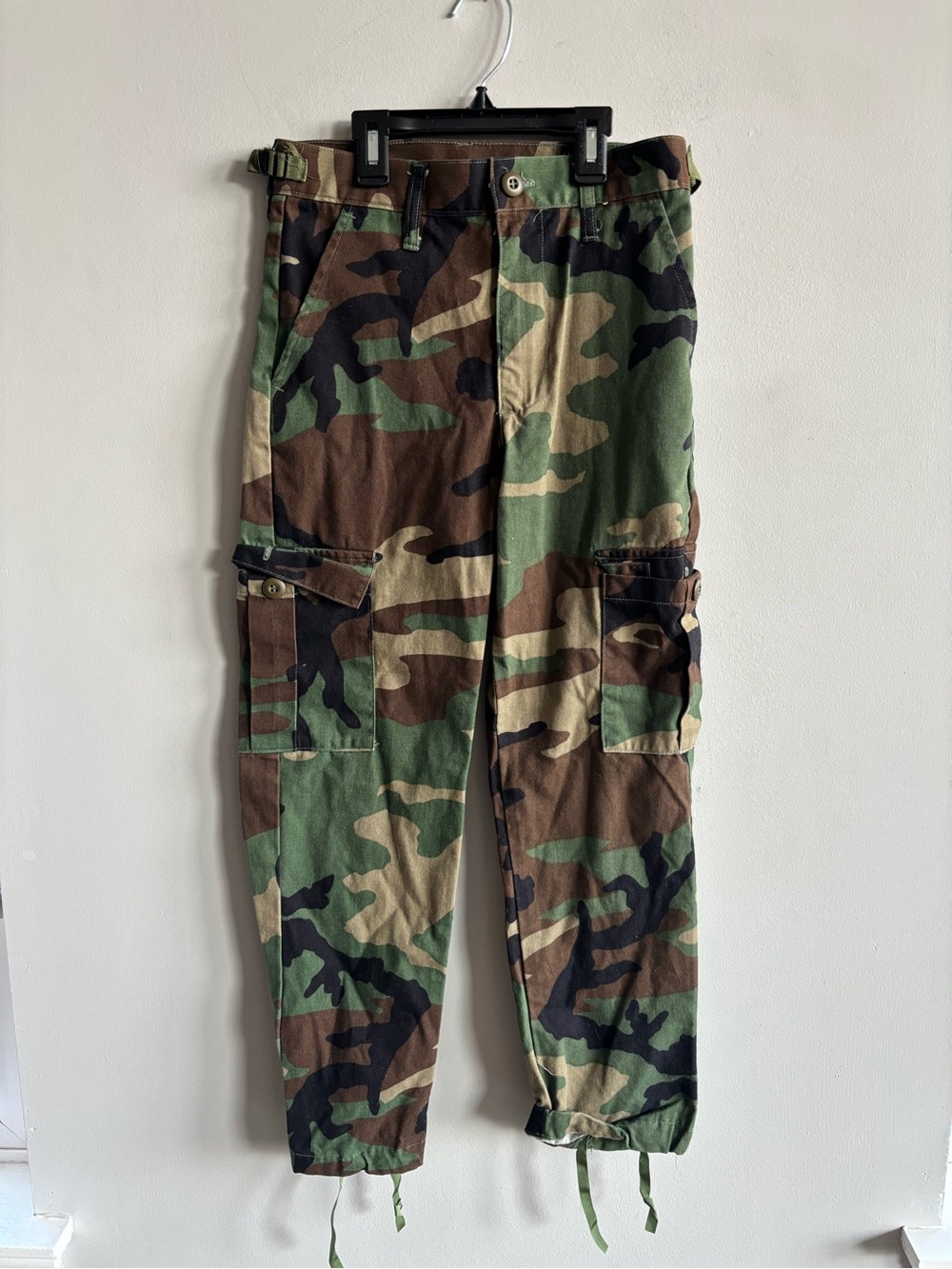 Vintage 90s Propper Youth Size 12 Woodland Camo Cargo Pants Cinch Leg Boys Girls